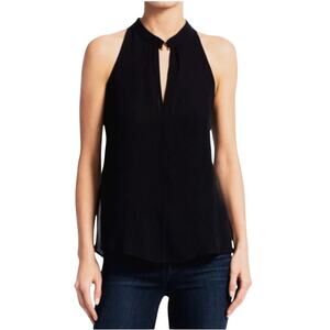 A.L.C Women's Black 100% Silk Moran Keyhole Blouse Size 2